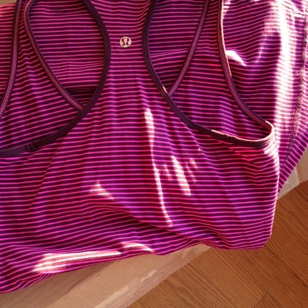 Lululemon hyperstripe Rasberry Glo Racerback tank - Picture 4 of 5